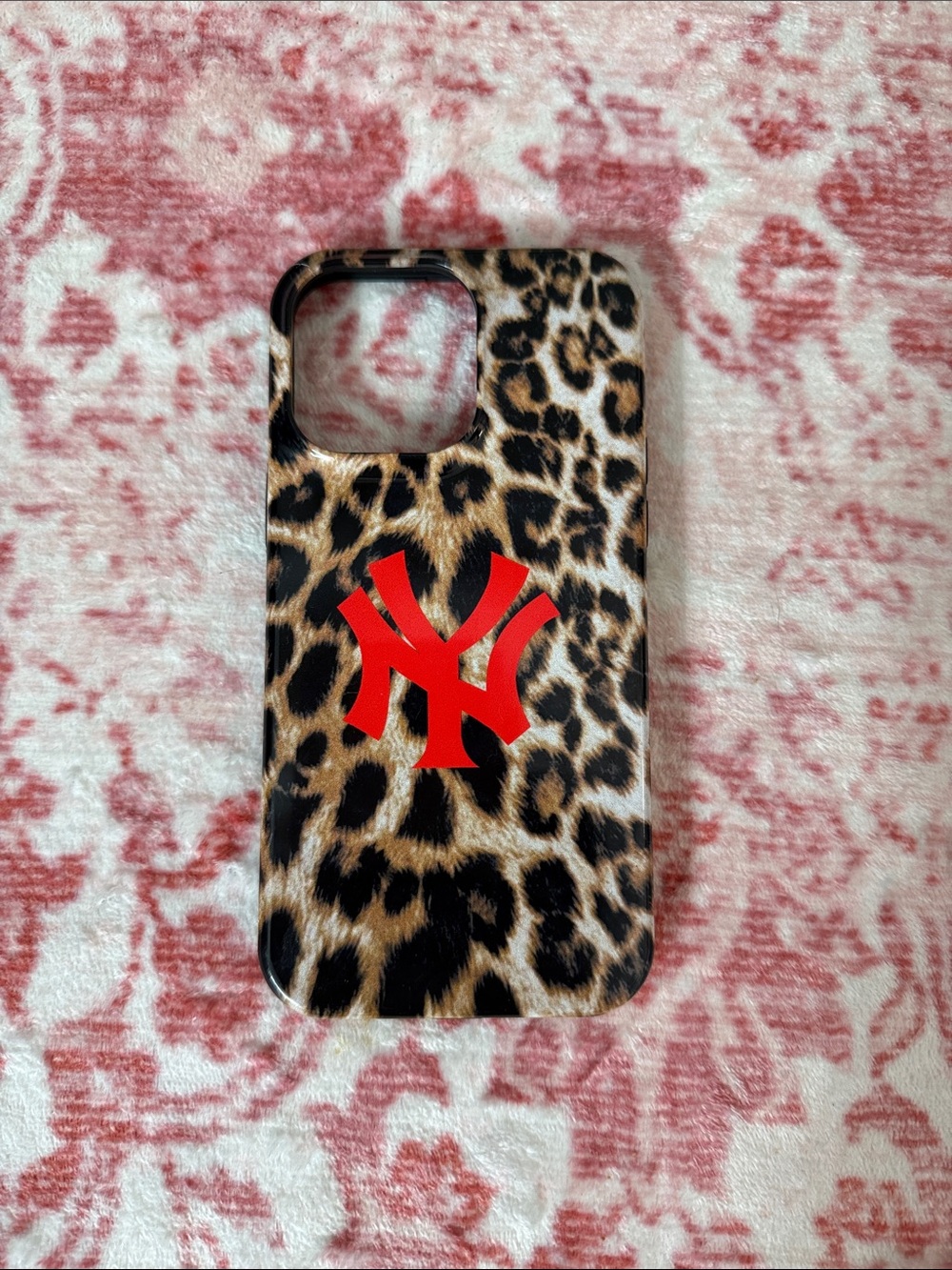 Amazon Essentials Leopard Print Phone Case with Red Logo